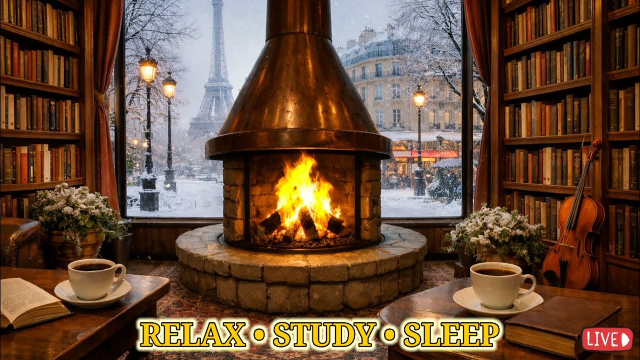 Deep Relaxing Violin Music 🔥 Cozy Fireplace Ambience | Stress Relief, Sleep & Study