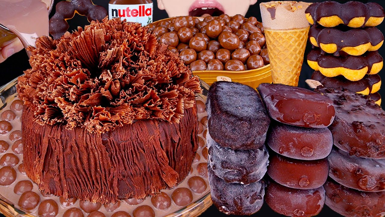 ASMR MALTESERS CHOCOLATE CAKE OREO ICE CREAM NUTELLA DESSERT MUKBANG 초콜릿 먹방 チョコレート 咀嚼音 EATING SOUNDS