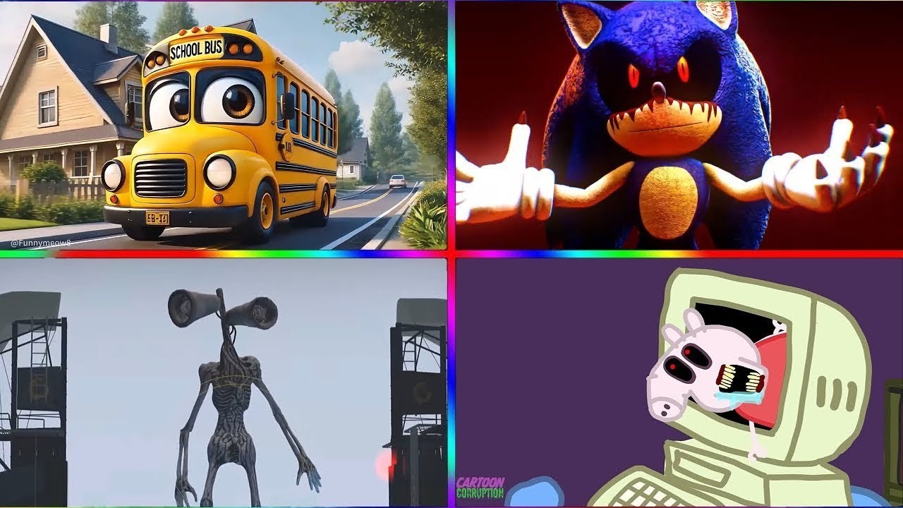 SCHOOL BUS 🆚 SONIC.EXE 🆚 SIREN HEAD 🆚 PEPPA PIG.EXE - Tiles Hop EDM Rush! 