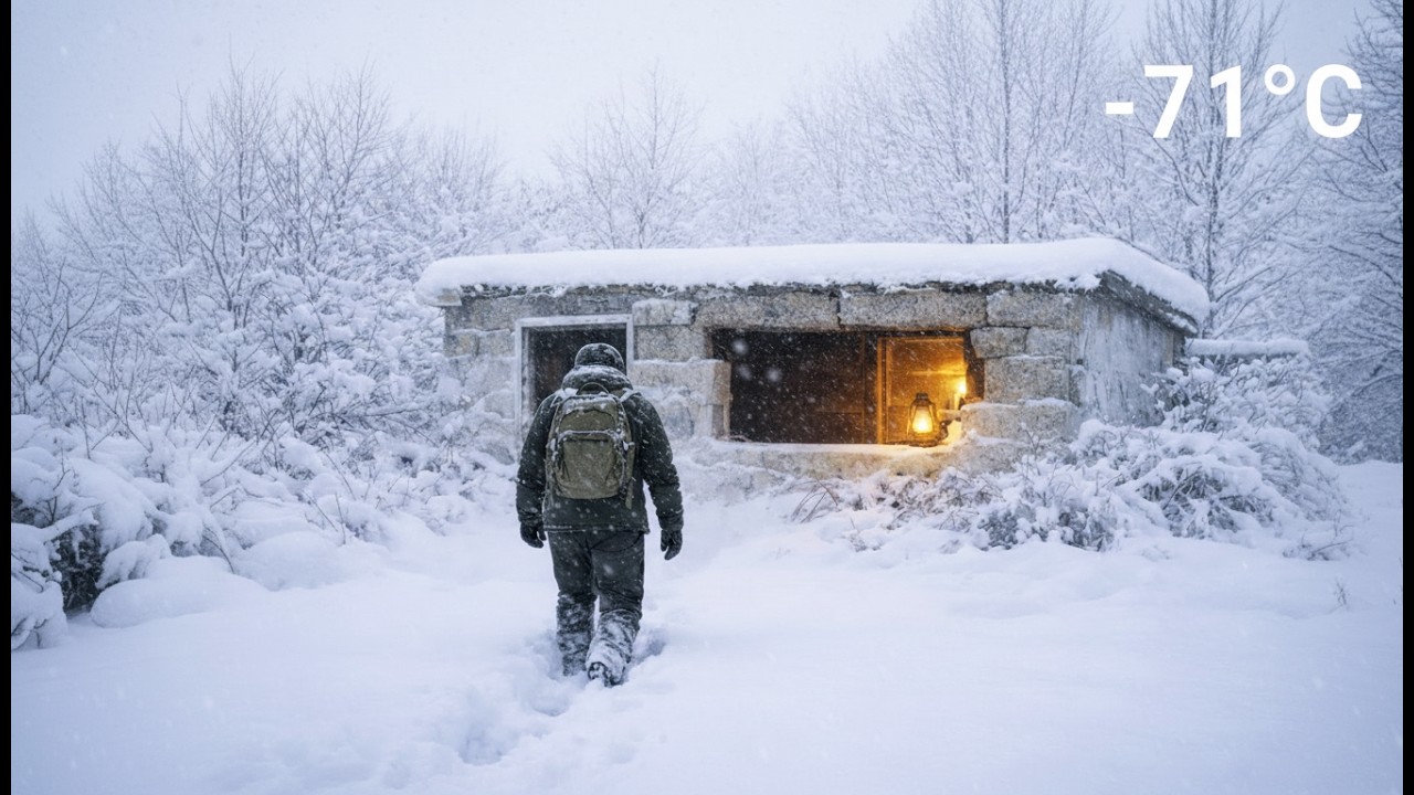 Survival at −71°C | Alone in a Ruined Stone Cabin Deep in the Wilderness During a Blizzard