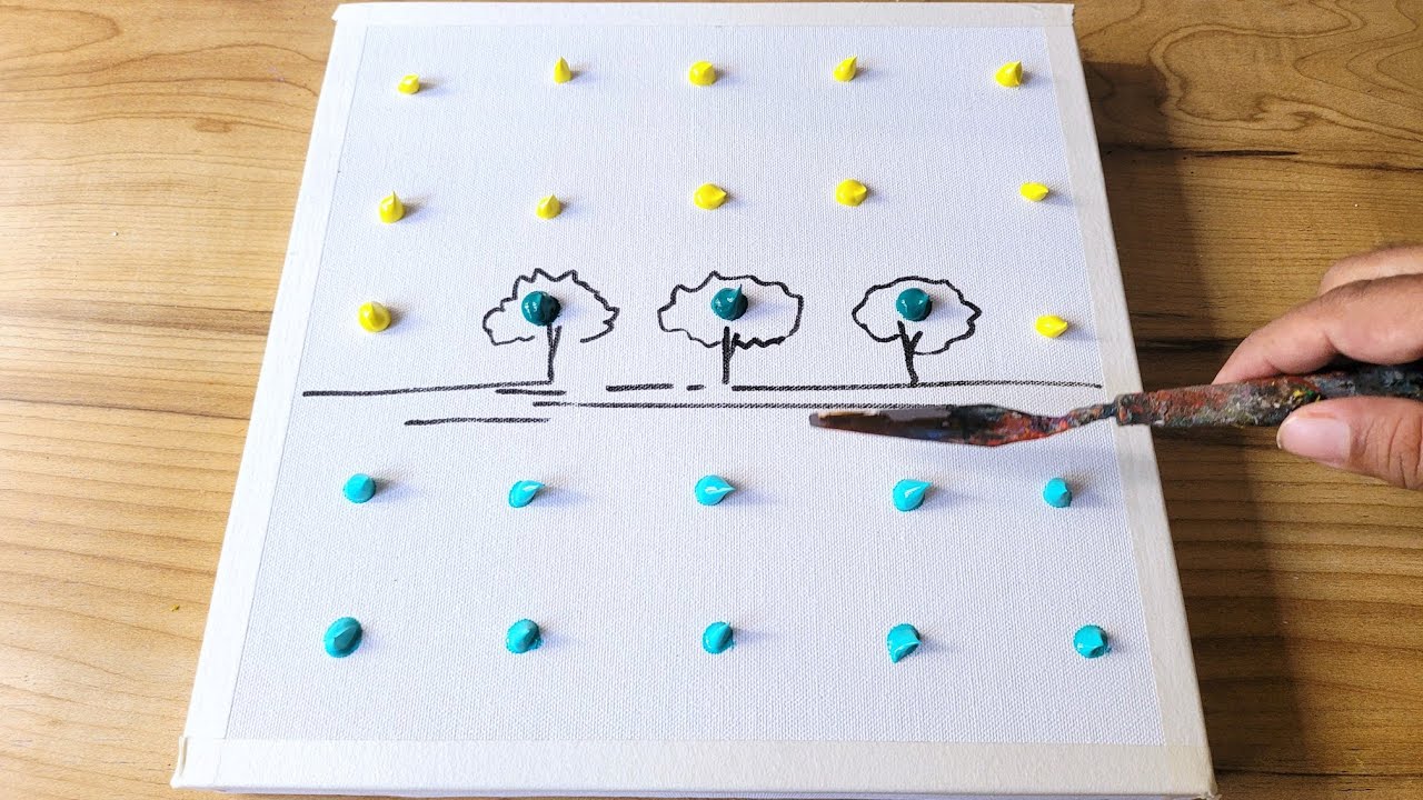 Three Trees / Abstract Landscape Painting Demo / Easy For Beginners / Acrylics / Painting Technique