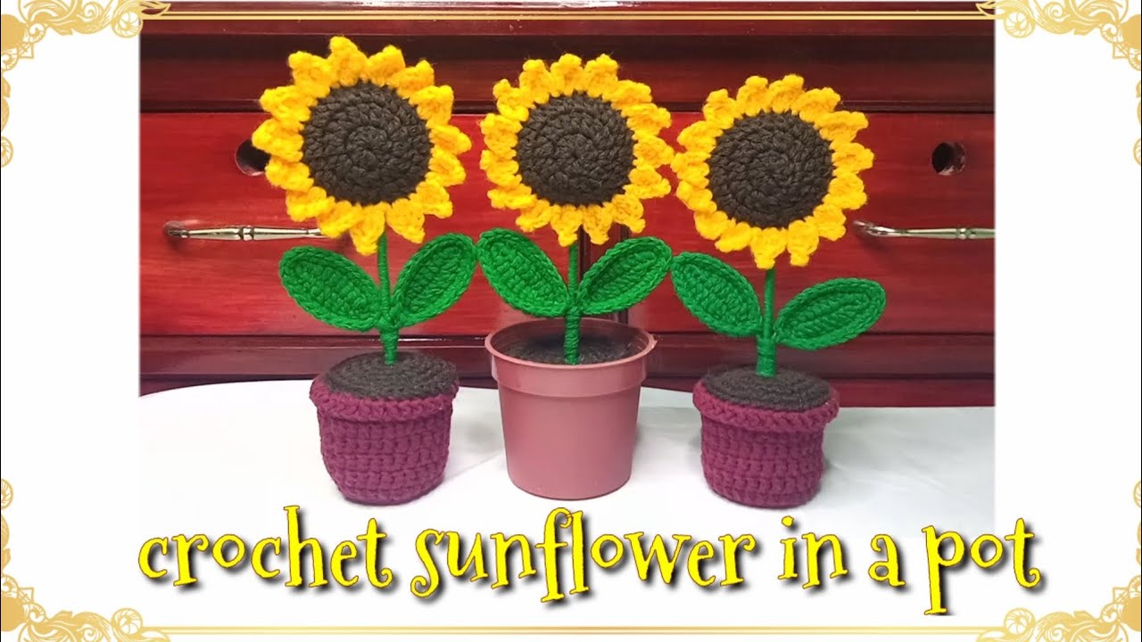 crochet sunflower in a pot | Lanie Joyce B