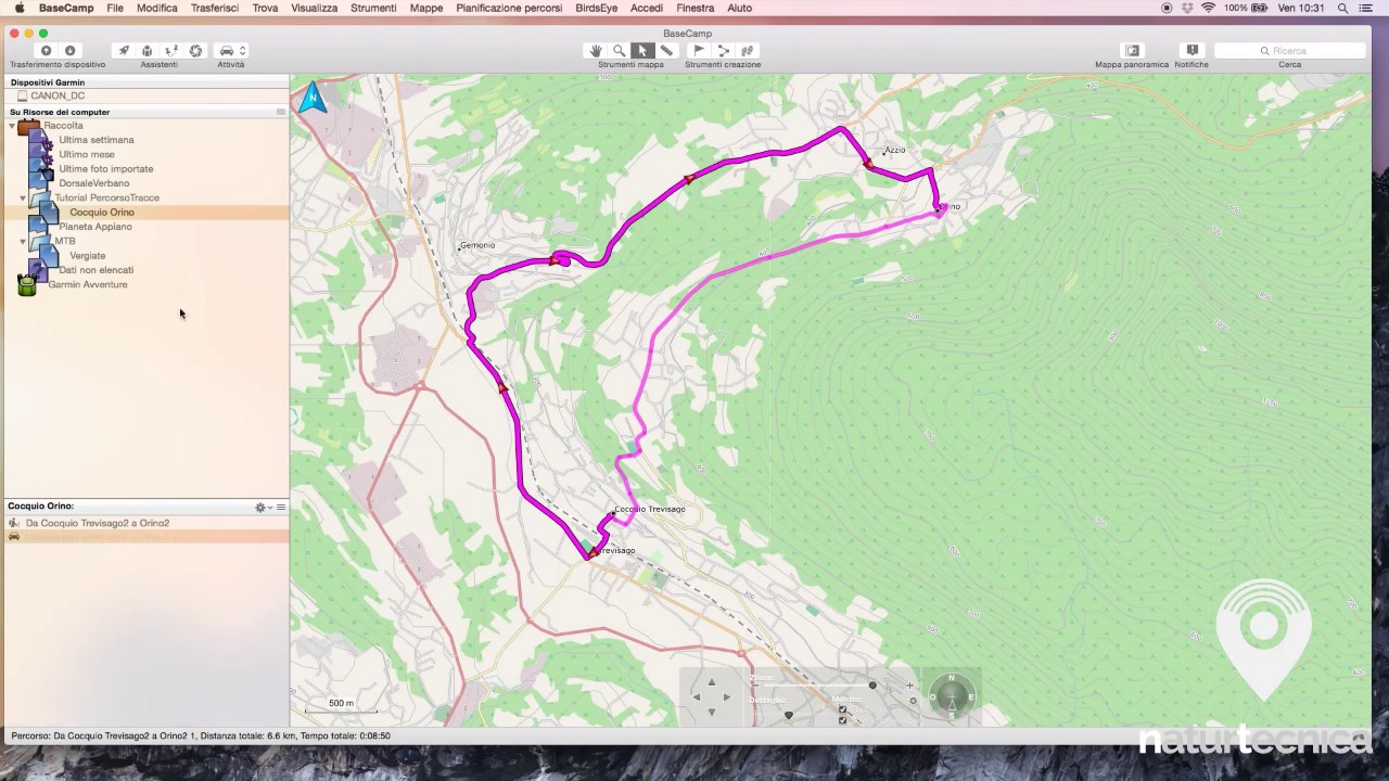 Garmin Base Camp: differenza tra rotte, percorsi e tracce