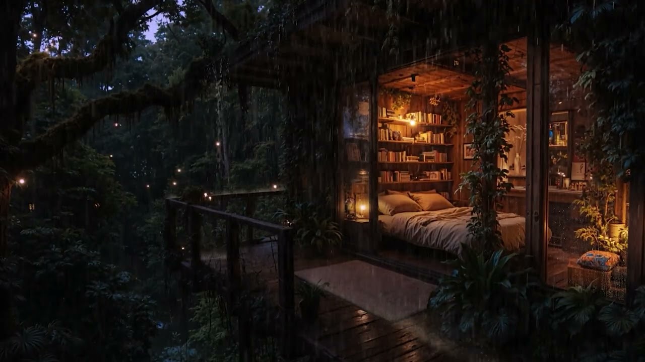 Gentle Rain Drifting Through a Quiet Forest 🌧 | Cozy Cabin Sleep Ambience
