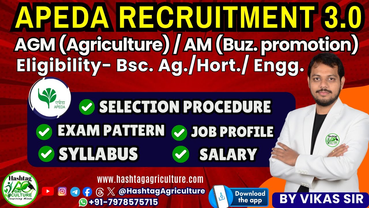 APEDA Recruitment | AGM Agriculture | Assistant Manager Business Promotion | APEDA| by Vikash Sir
