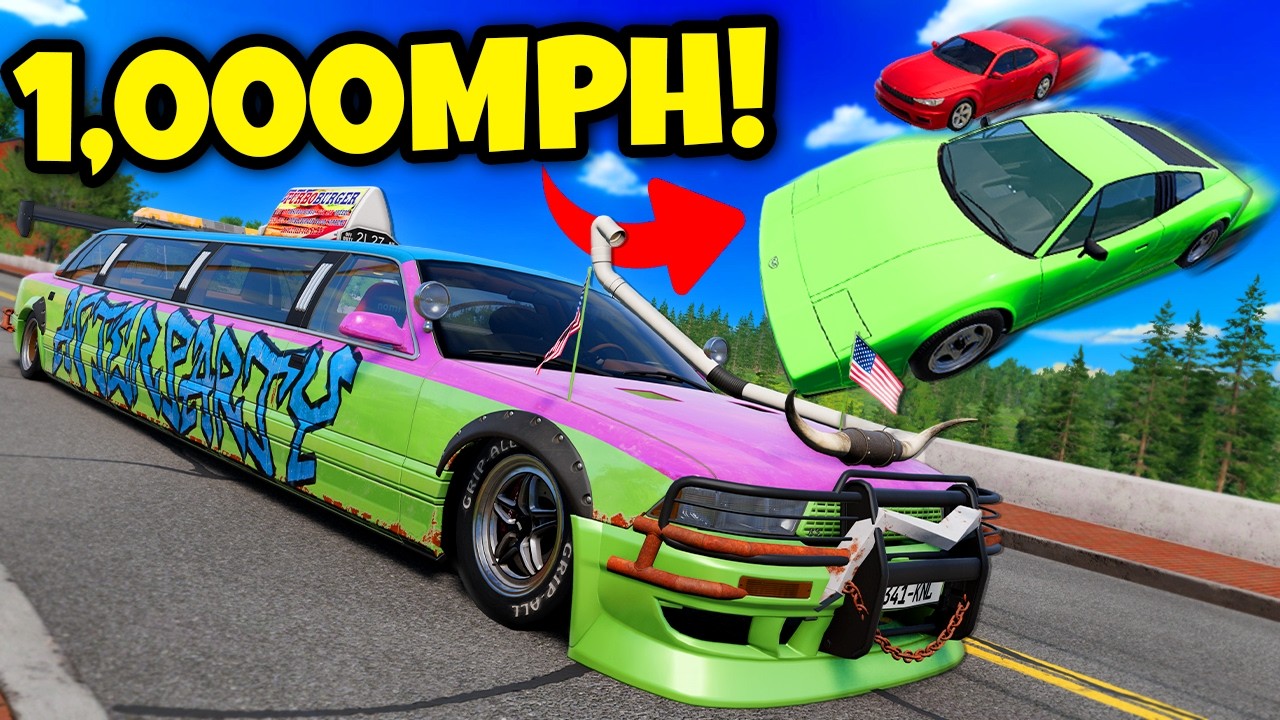 Random Parts Cars vs 1000 MPH Traffic in BeamNG Drive!