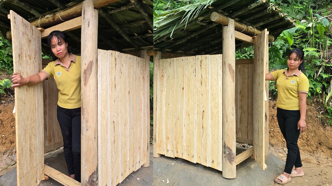 Single mother built and completed a wooden toilet | Lý Thương