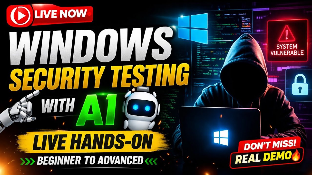 LIVE NOW 🔴 Windows Security Testing with AI 🤖 | Hands-on Ethical Hacking (Beginner to Advanced)