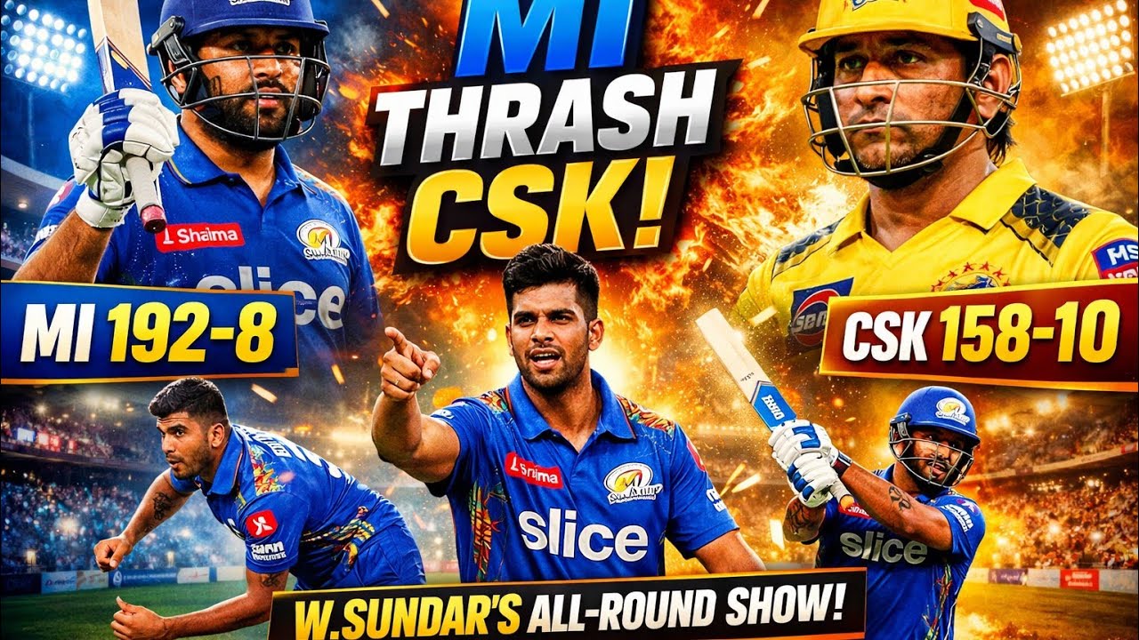 🔴MI vs CSK RCPL match ।। W. Sunder 2nd consecutive 50 ।।#youtube #cricket #cricketlover #ipl 