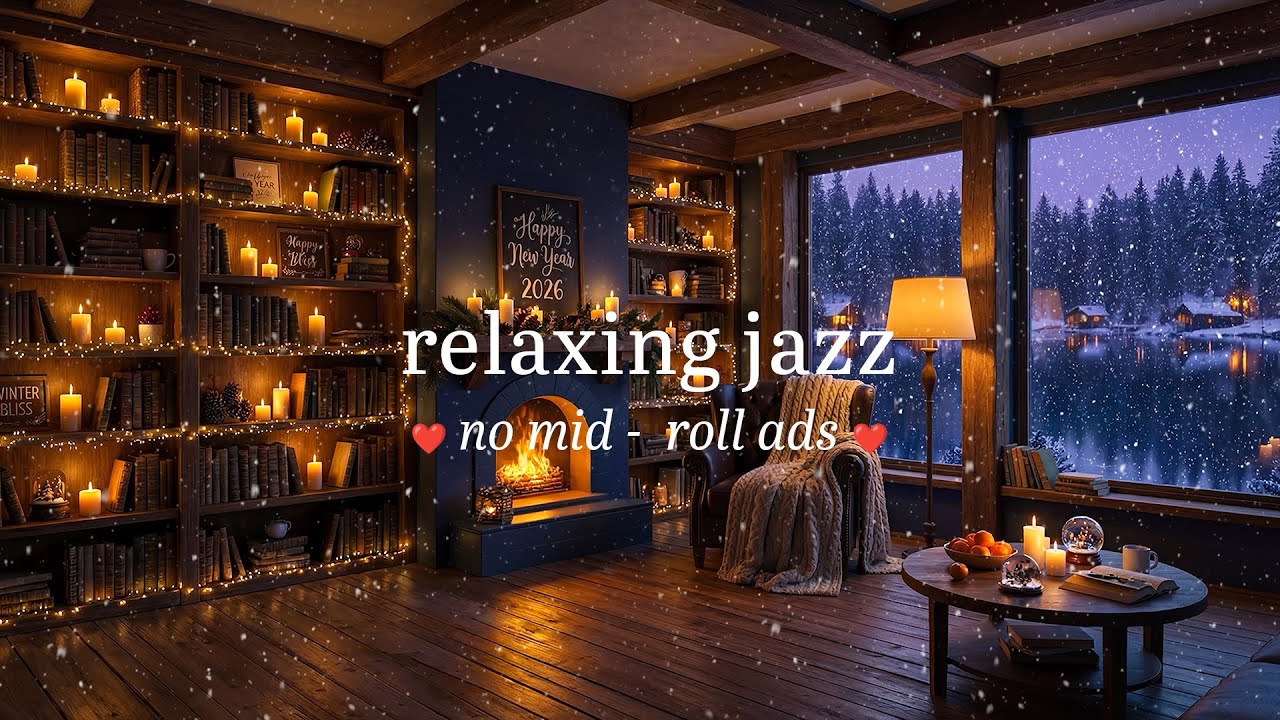 ❄️ Relaxing Warm Winter Jazz (NO MID-ROLL ADS) - Fireplace Comfort Ambience for Relaxation & Focus