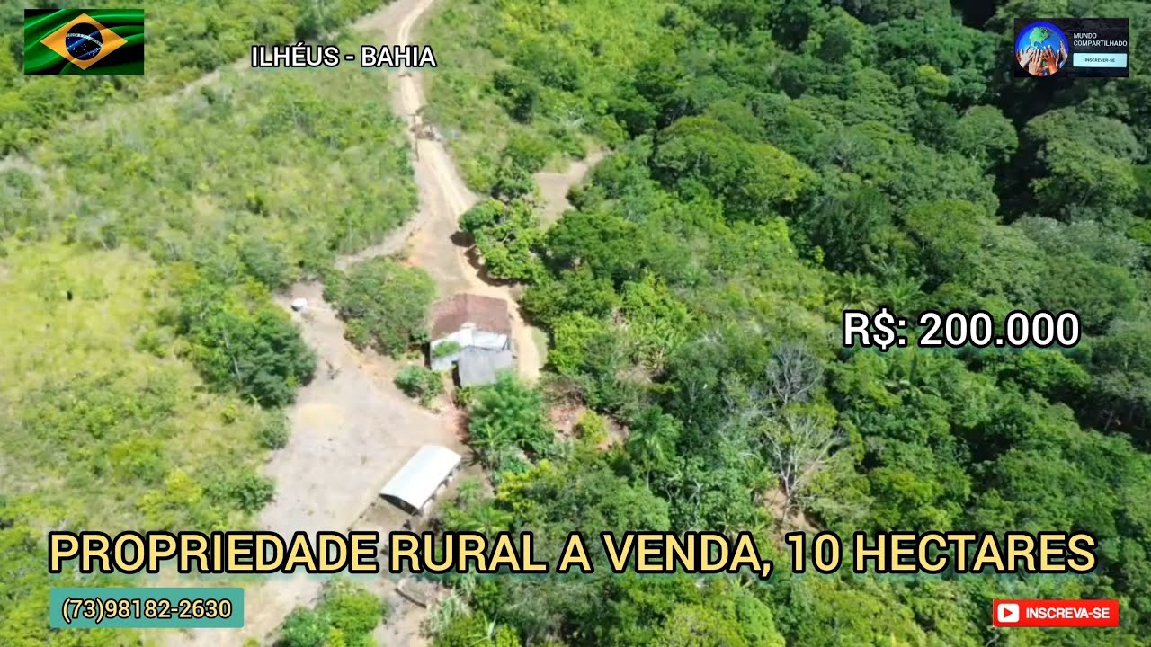 Sítio com cacau,várias frutíferas,10 hectares, nascente de água,energia, Ilhéus-BA R$: 200.000 MIL