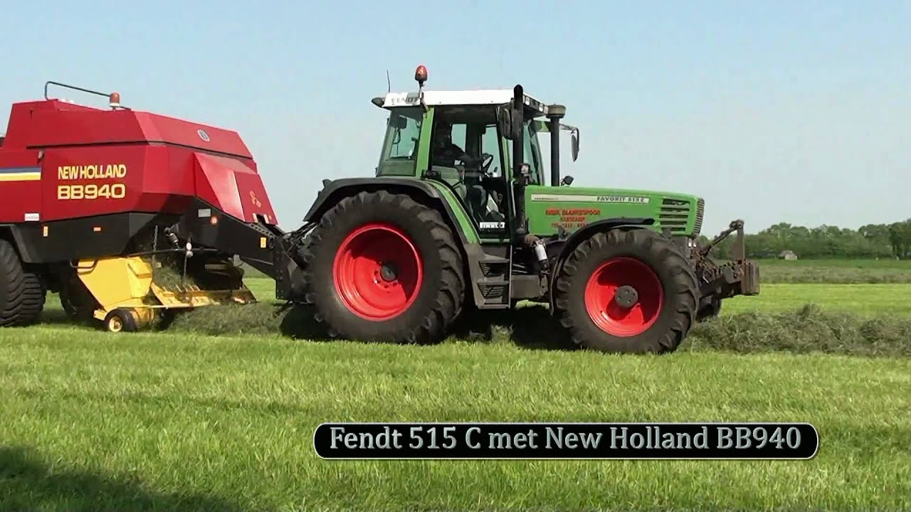 Loonbedrijf Blankespoor balen persen met Fendt 515 C en 512 C