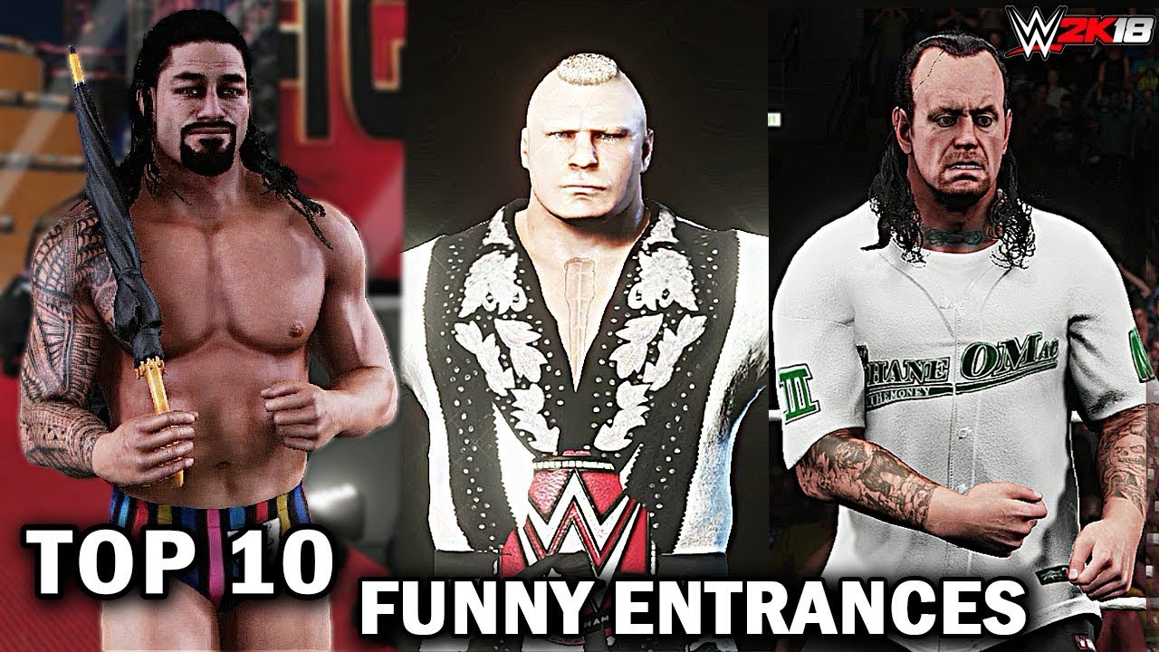 WWE 2K18 - Top 10 Funny Entrances ft Seth Rollins, Undertaker, Braun Strowman, Roman Reigns & More!