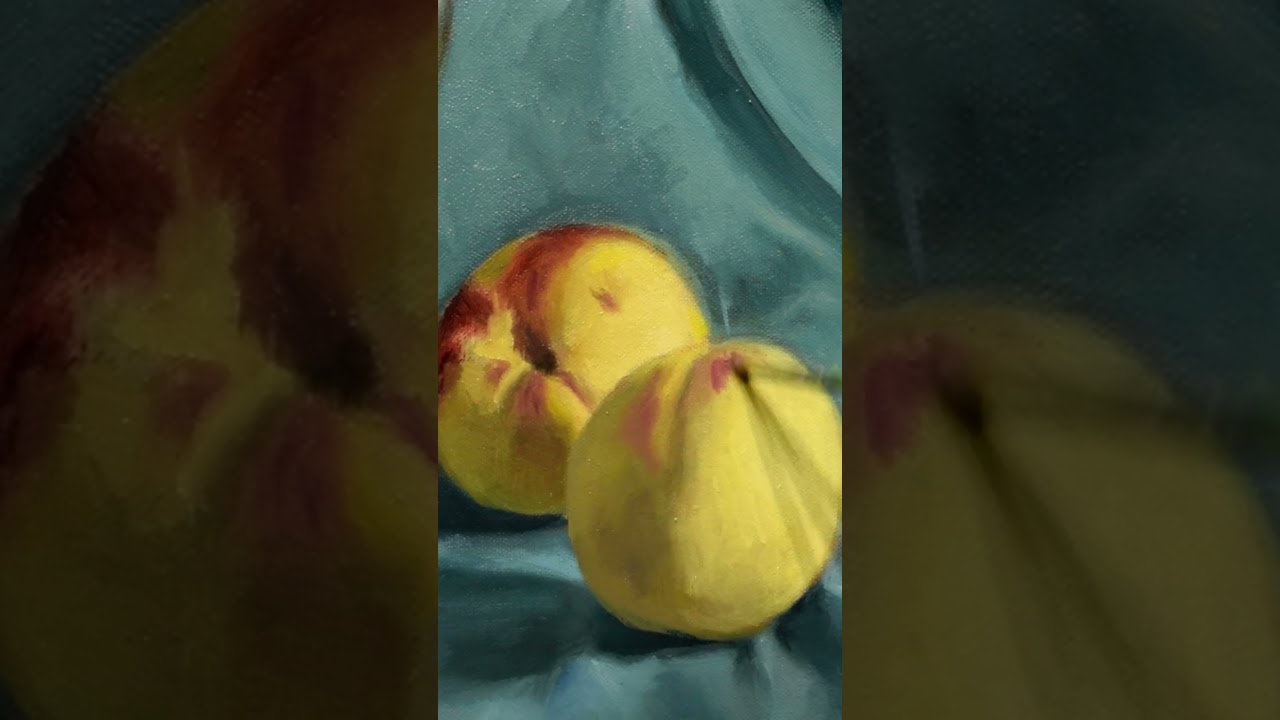 #shorts natura morta con due pesche olio su tela #oilpainting #artist #art #arte #stilllife #paint