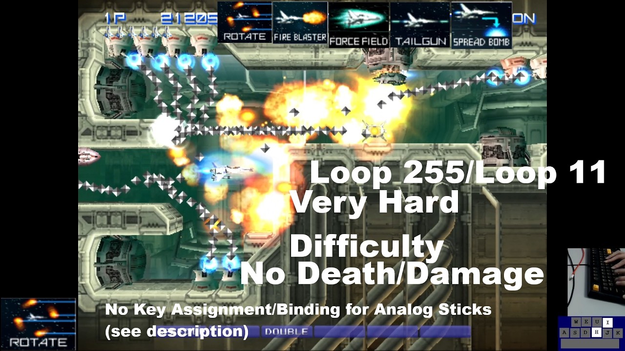 (PS2)Gradius V Loop255 VeryHard(Type4/FireBlaster/ForceField/Tailgun/SpreadBomb)No Death Run(handcam