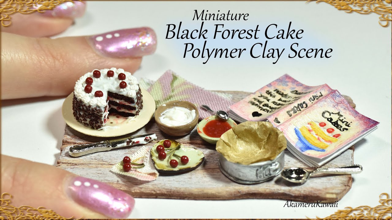 Miniature Black Forest Cake; Baking Scene - Polymer Clay Tutorial