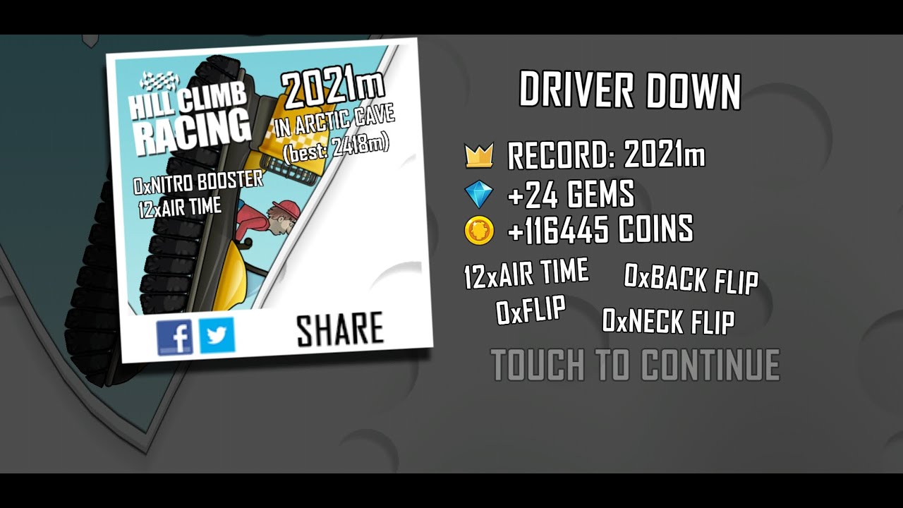 Hill Climb Racing 1.58.0 (60 fps): Hovercraft + Arctic Cave 2021m (full run)