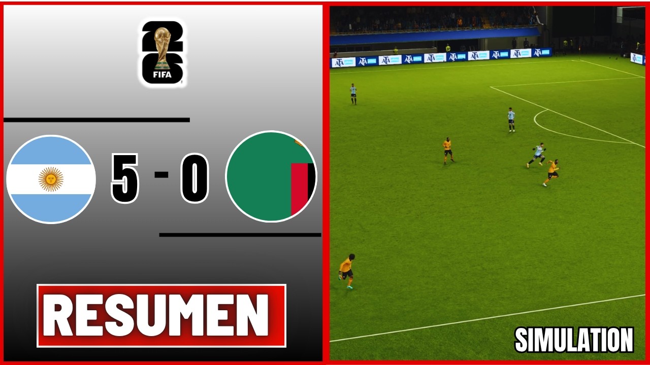 🔴 ARGENTINA 5-0 ZAMBIA 🏆 AMISTOSO INTERNACIONAL 2026 RESUMEN | PARTIDO SIMULADO