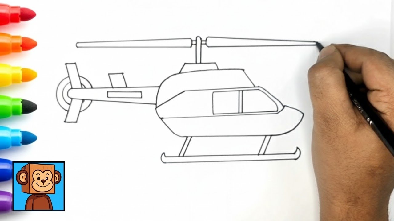 Helicopter Drawing for Kids 🚁 | Easy Step by Step Drawing