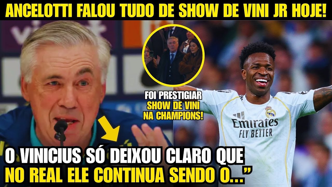🚨NOSSA! OLHA A FORTE DECLARAÇÃO DE ANCELOTTI APÓS SHOW DE VINI JR NA CHAMPIONS!