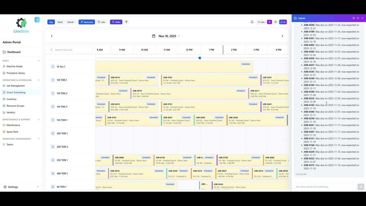 LineSide Production Intelligence Demo