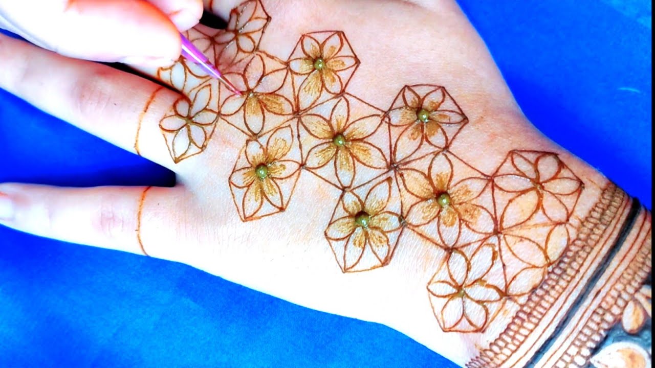 Simple floral net mehndi design || Easy back hand mehndi design || New henna mehndi design || Henna