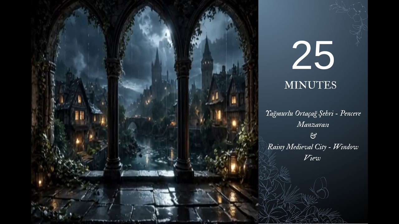 🌩️Yağmurlu Ortaçağ Şehri - Pencere Manzarası & Rainy Medieval City - Window View