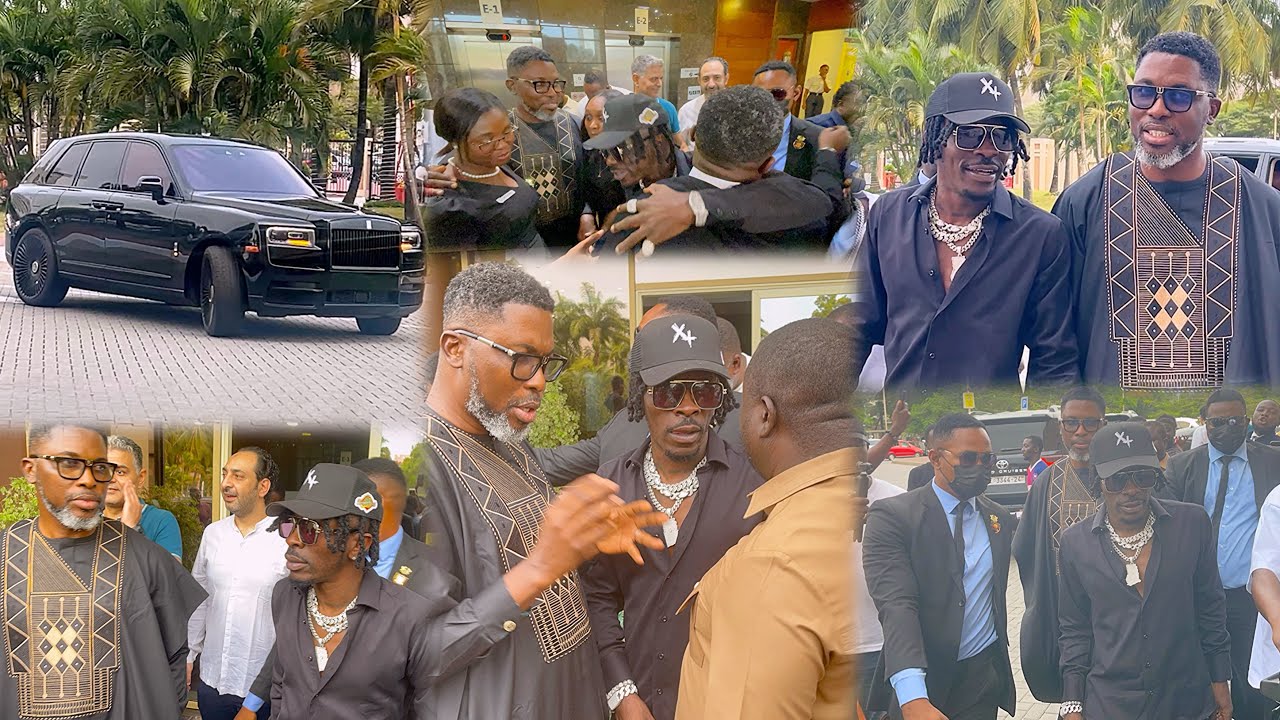 Wow🤩Shatta Wale arrives in his luxury $500K Rolls-Royce Cullinan for courtesy visit to Kwame A-Plus