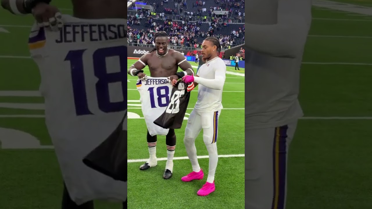 Justin Jefferson & David Njoku Jersey Swap 🤝