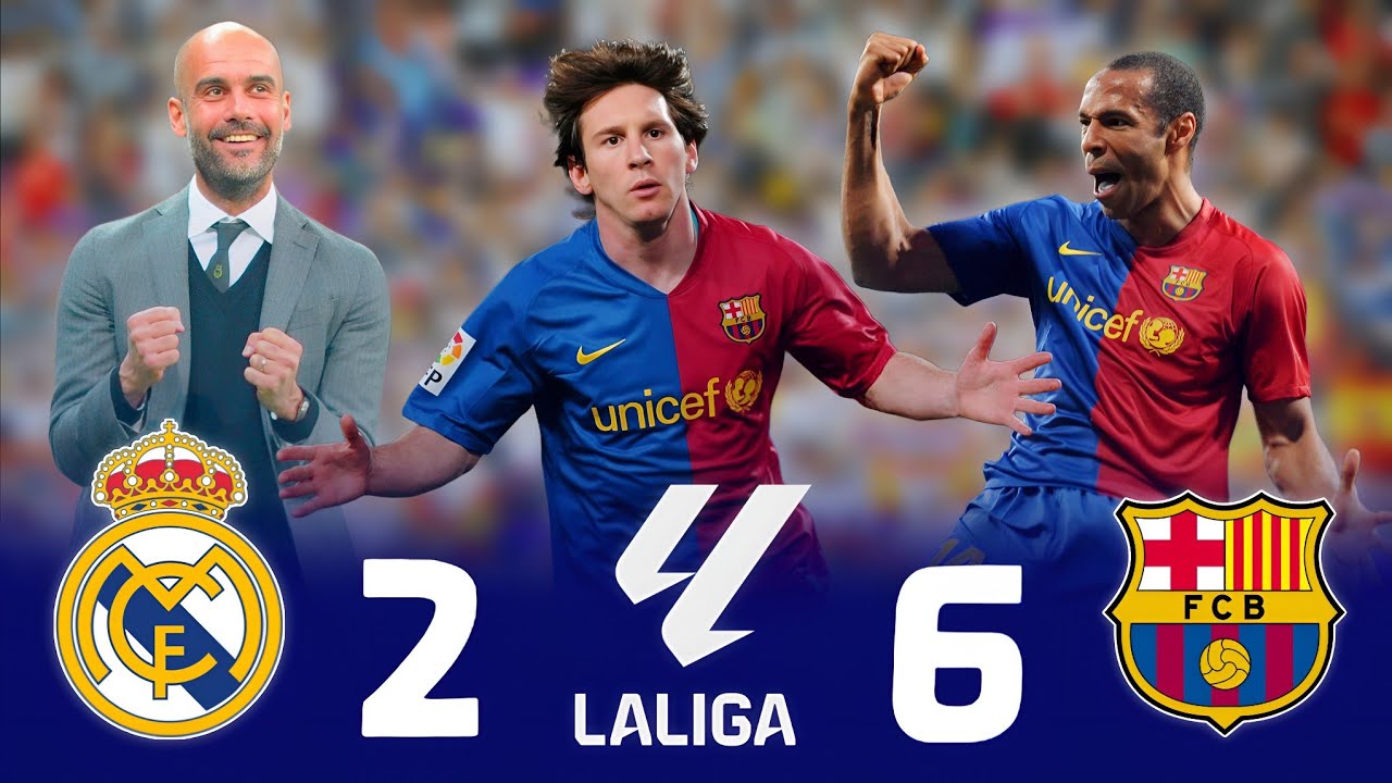 ميسي يدمر الميرينغي فى امتع قمة كروية بقيادة جوارديولا 🤯💥| برشلونة 6-2 الريال ✨⟩ الدوري الاسباني2009