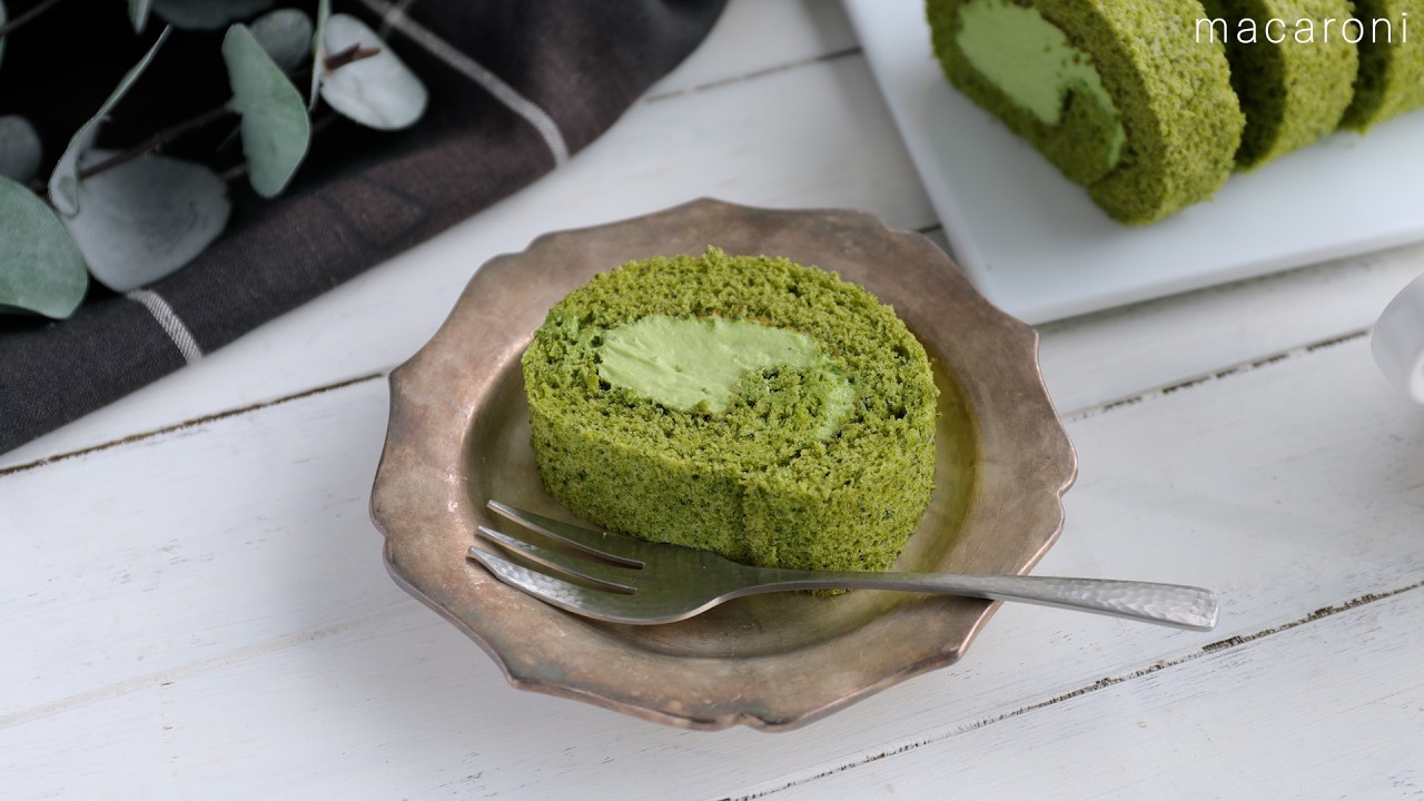 【抹茶ロールケーキ】しっとり濃厚！抹茶のほろ苦さが大人の味わい♪