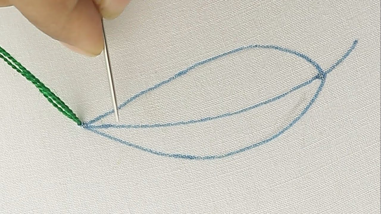 Hand embroidery Fishbone leaf stitch | Fishbone stitch tutorial