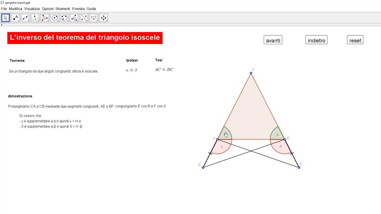 L'inverso del teorema del triangolo isoscele