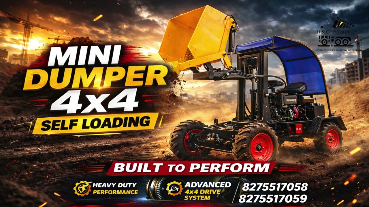Self Loading Mini Dumper | 4X4 Drive | 500Kg Payload lift Capacity