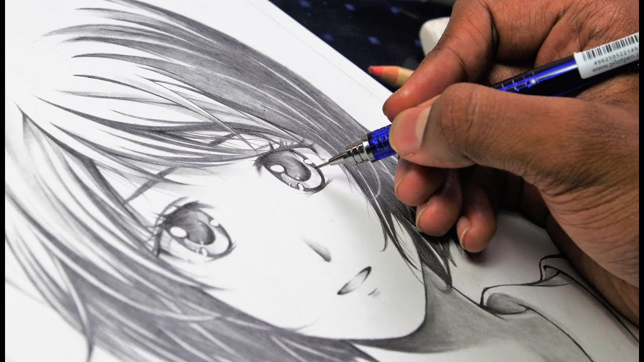 How to draw Anime Girl''Using only ONE pencil"[Anime Drawing Tutorial]