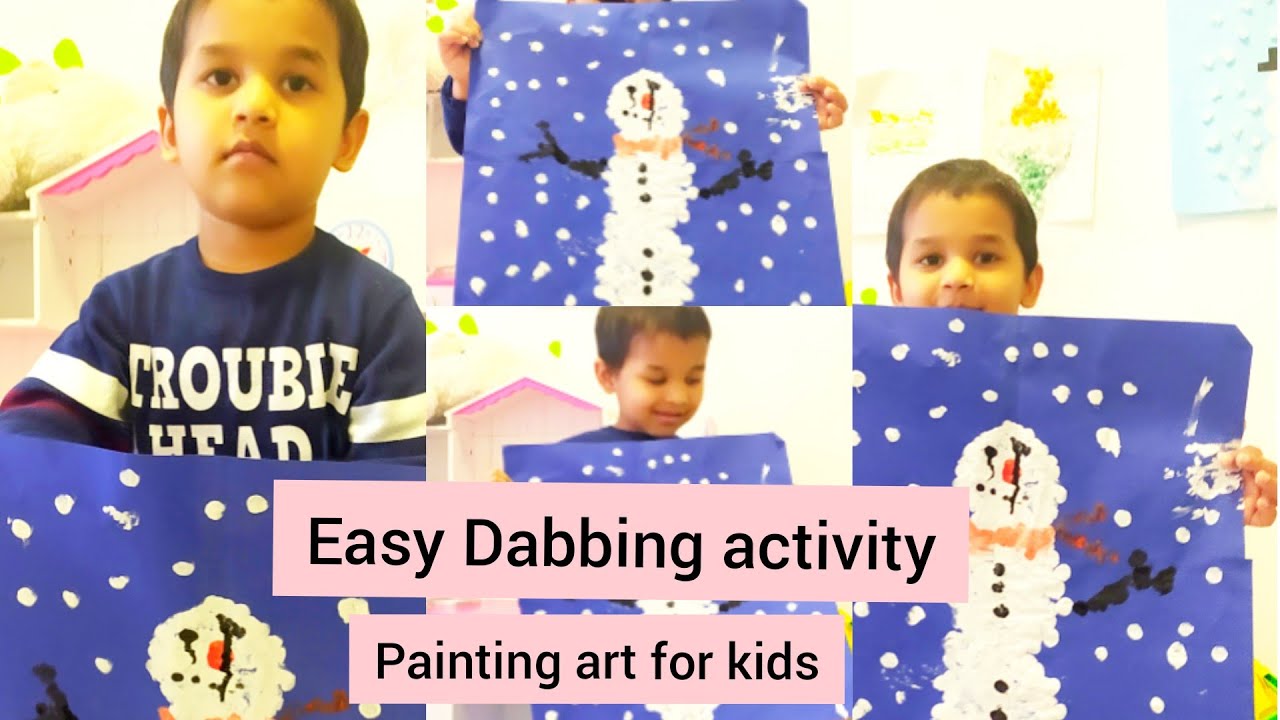 Easy Dabbing activity for kids|Painting art|Snowbear with paint Dabbing #kidsactivities