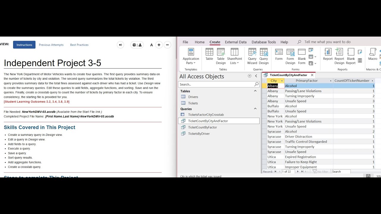 Independent Project 3-5 Microsoft Access - SimNet Project: The New York Department of Motor Vehicles