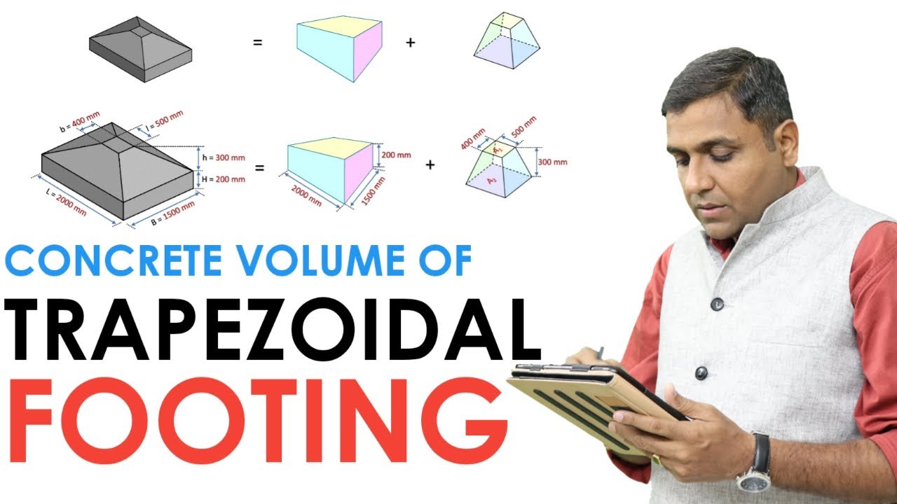 TRAPEZOIDAL FOOTING: How to Calculate VOLUME OF TRAPEZOIDAL FOOTING? // Trapezoidal Footing