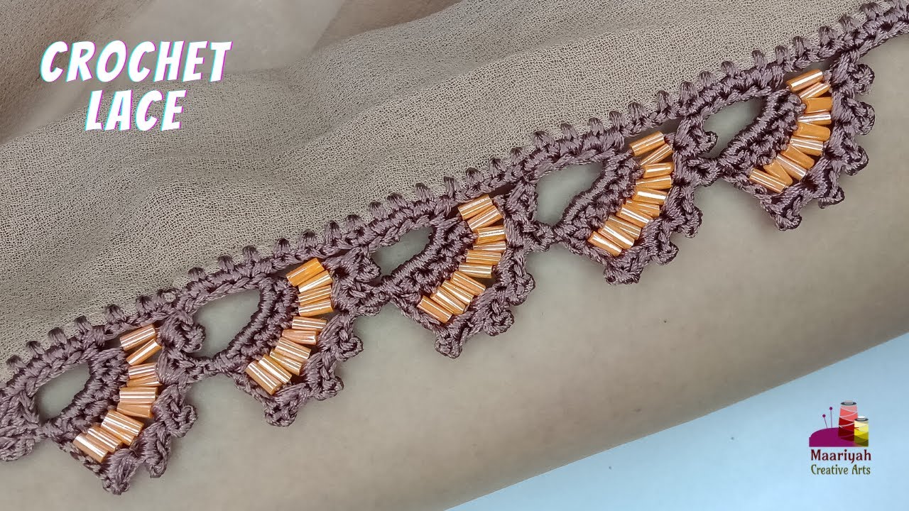 Crochet Edging | Crochet Lace using Pipe Beads | Qureshia Design - 405