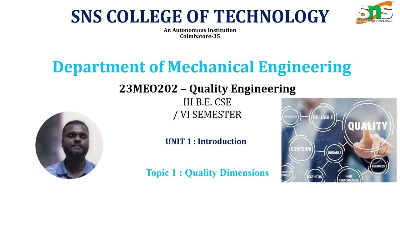 Quality Dimensions | Quality Engineering | SNS Institutions
