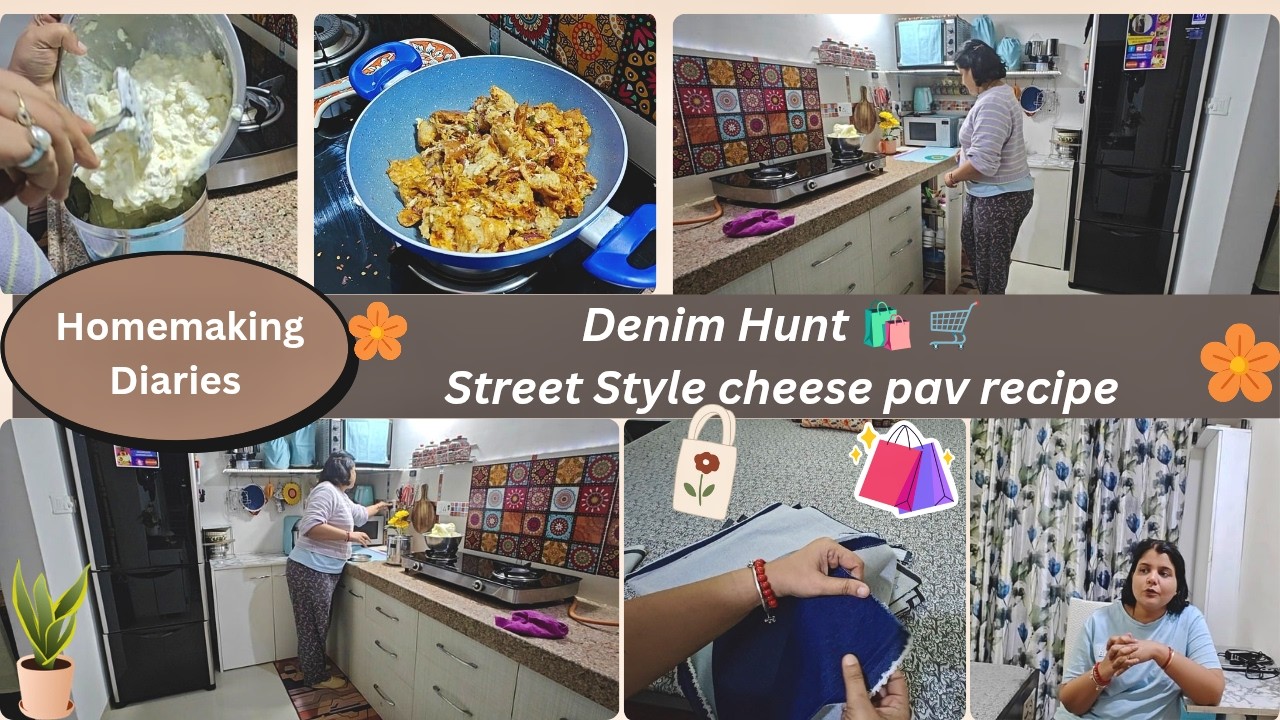 DENIM HUNT: Affordable Denim Fabric Shopping| | Street Style Cheese Pav Recipe | Shopping & Cooking