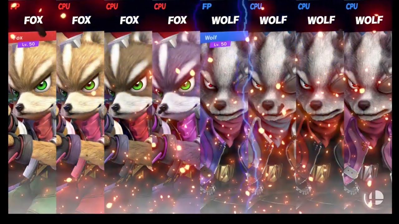 Super Smash Bros Ultimate Amiibo Fights   Request #10521 4 Fox vs 4 Wolf