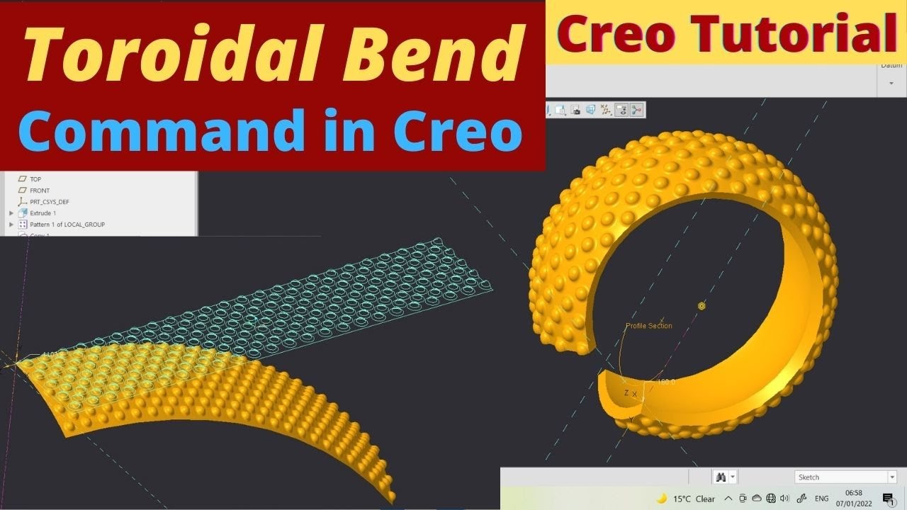 Creo tutorial | Toroidal Bend | Toroidal Bend feature in Creo | Creo tutorial for beginner