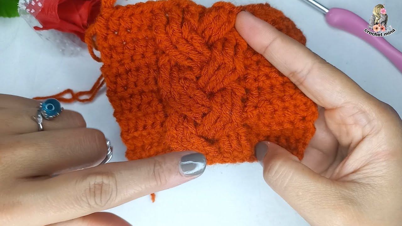 طريقة عمل غرزة الضفيرة كروشيه how to crochet tripartite cable