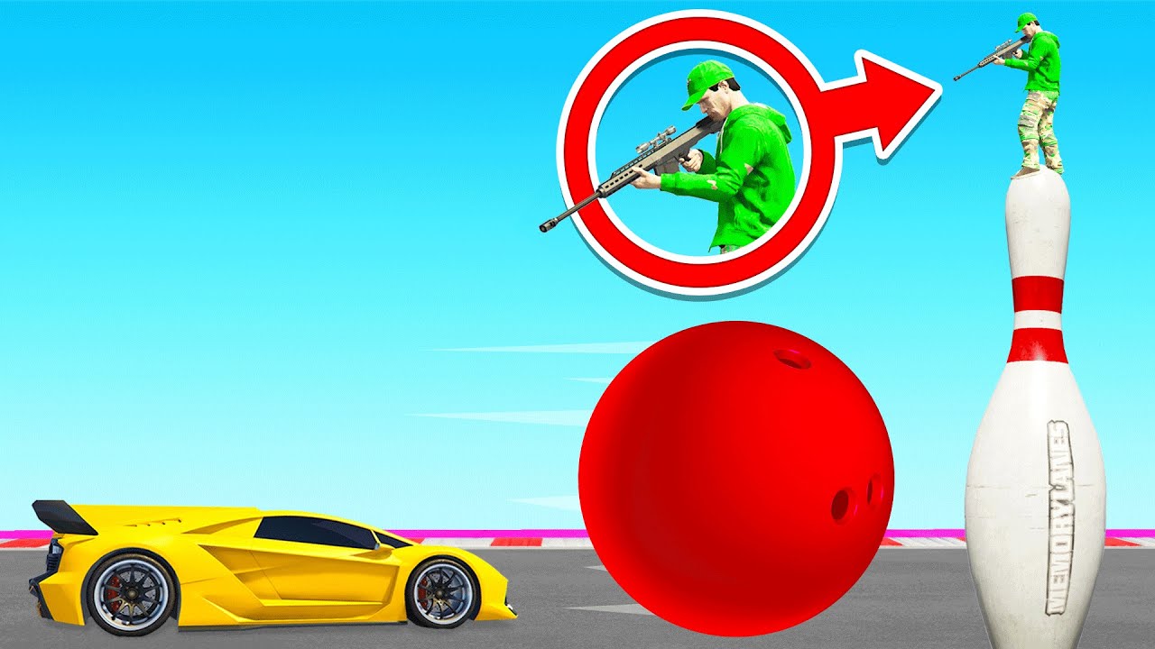 ГИГАНТСКИЙ ШАР ДЛЯ БОУЛИНГА против СНАЙПЕРОВ в GTA!