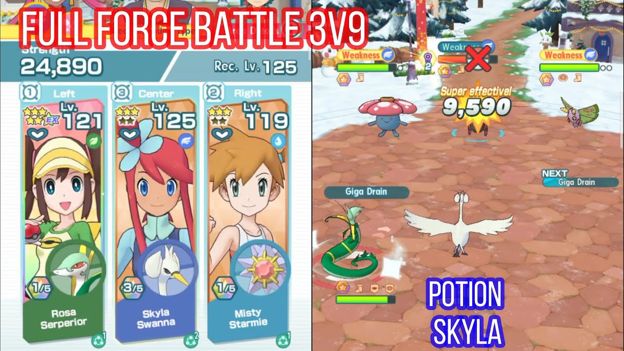 How To Beat Full Force Battle Round 2 Deck The Halls 3v9 with F2P Potion Skyla | Pokemon Masters Ex
