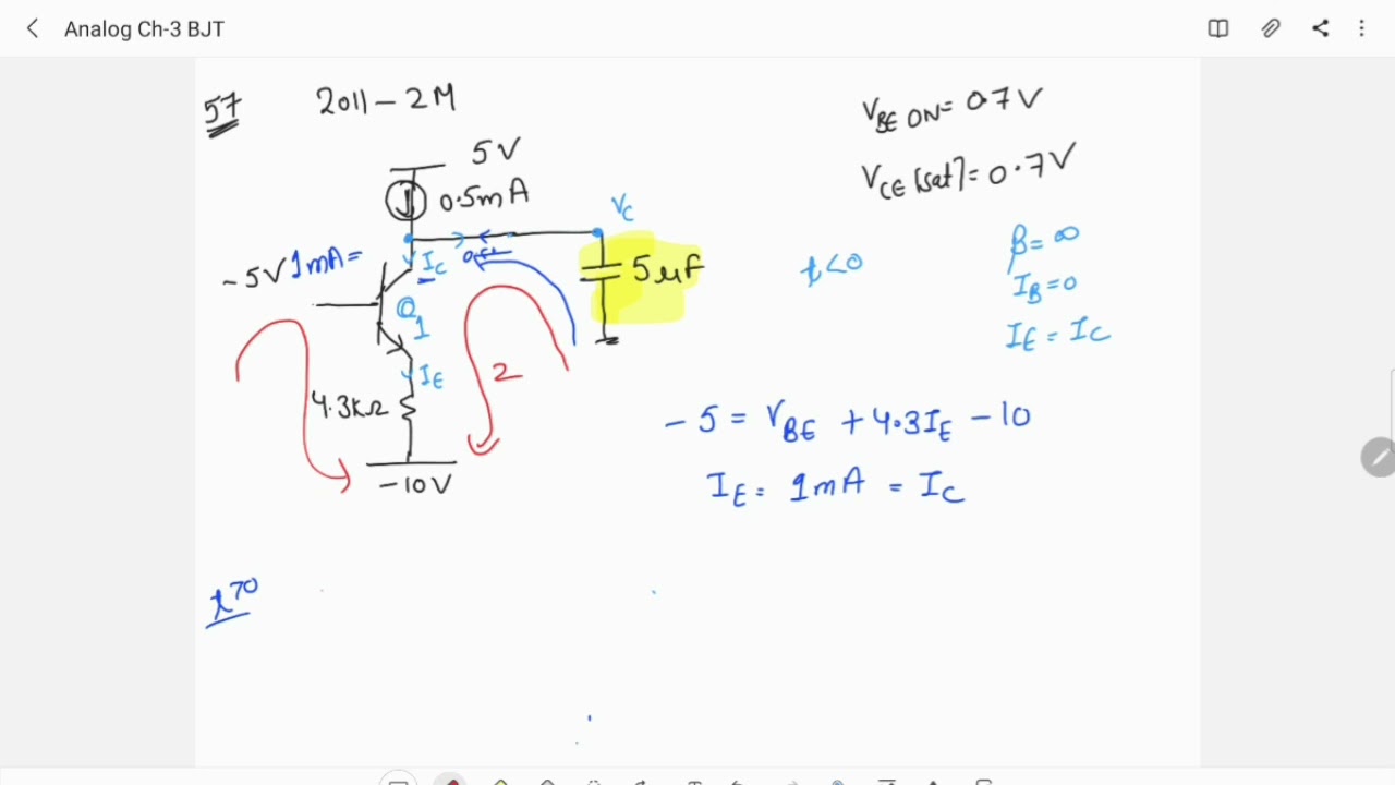 GATE PREVIOUS YEAR/ANALOG CIRCUIT\ ECE|EE\IN/2011/PYQ/SOLUTION/CONCEPT THROUGH QUESTION\BJT ANALYSIS
