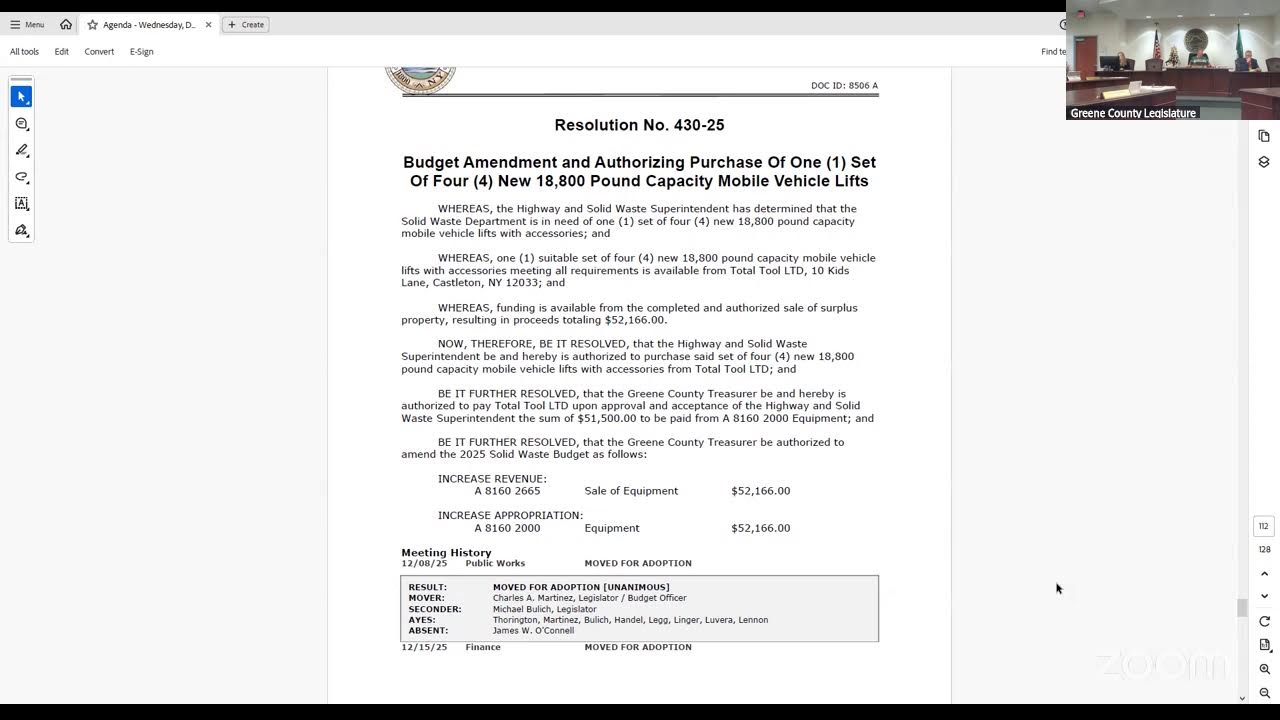 Public Hearings & Legislature Meeting #12 - 12/17/2025