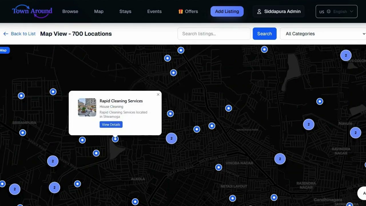 Townaround Map Feature