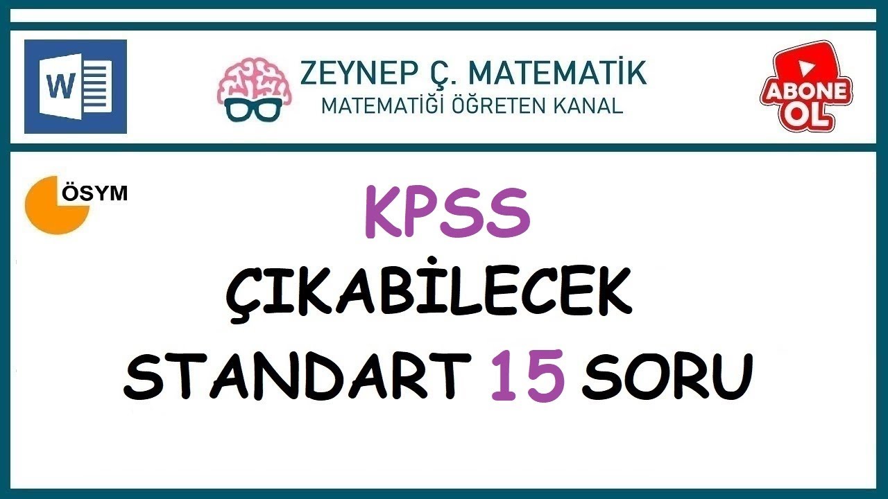 KPSS ÇIKABİLECEK STANDART 15 SORU